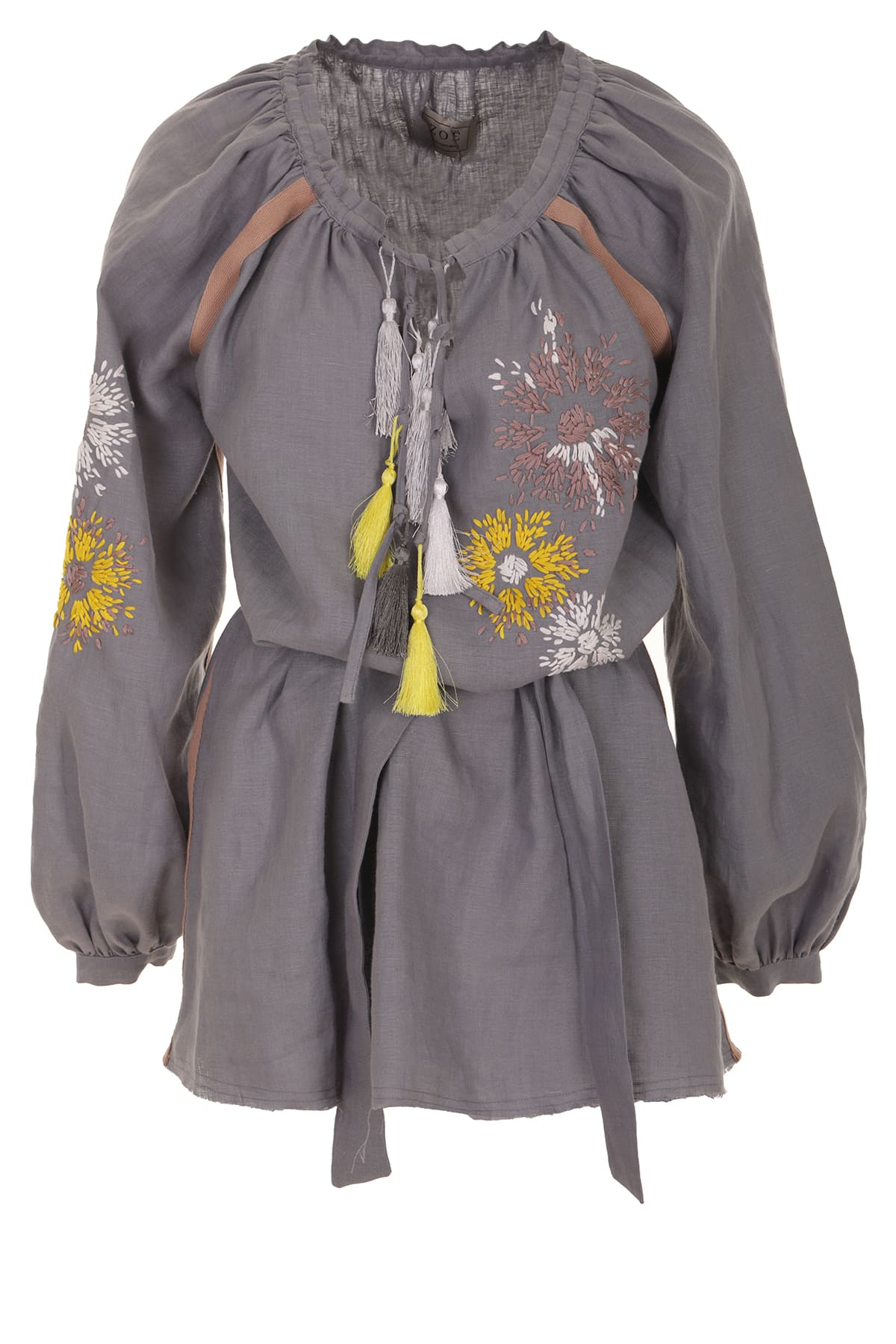 Grey-Blue Linen Dress "EVA"