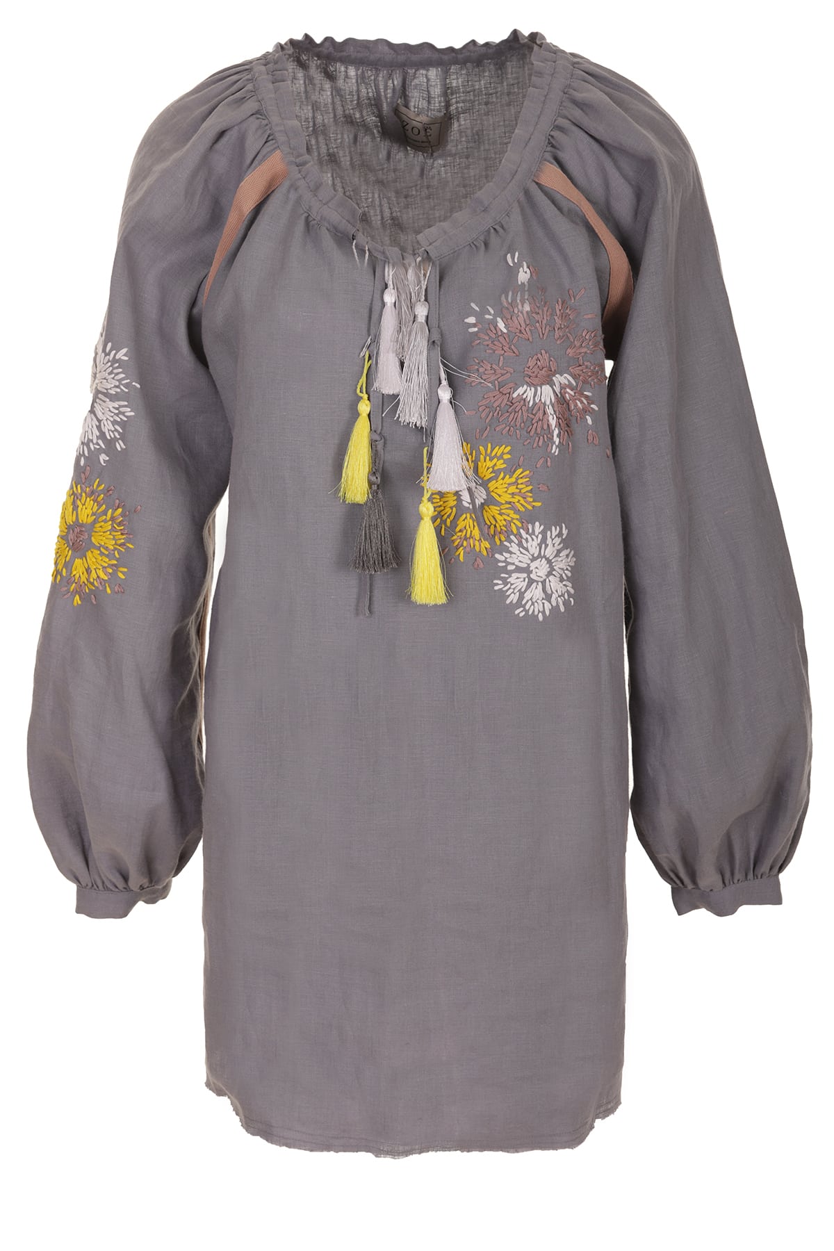 Grey-Blue Linen Dress "EVA"