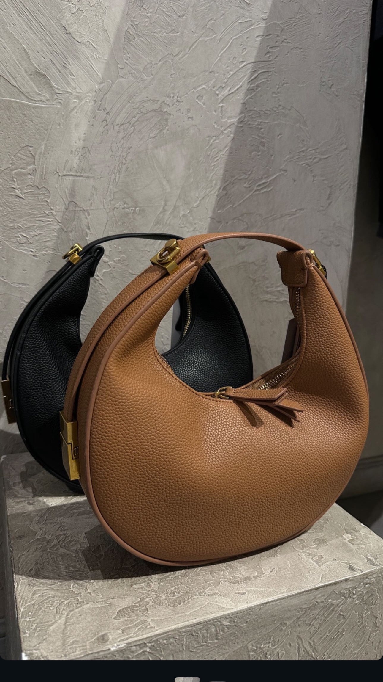 Brown Big Circle Leather Bag