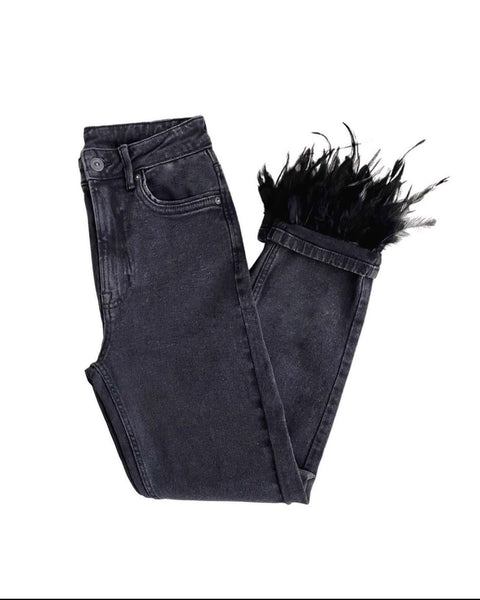 Black Fur Jeans