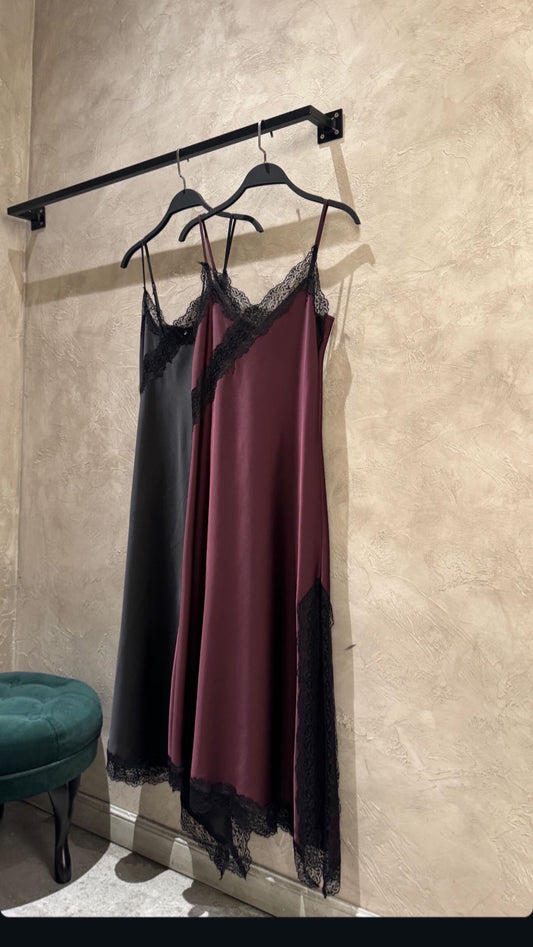 Burgundy Satin Dress by Imperial