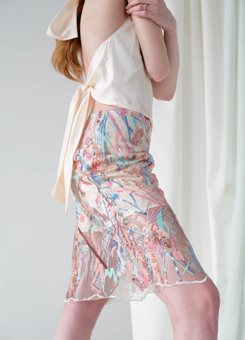 "Coralia" embroidered tulle skirt with lining by Airène