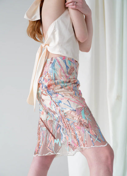 "Coralia" embroidered tulle skirt with lining by Airène