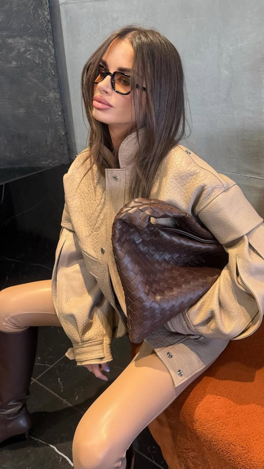 Beige leather Jacket