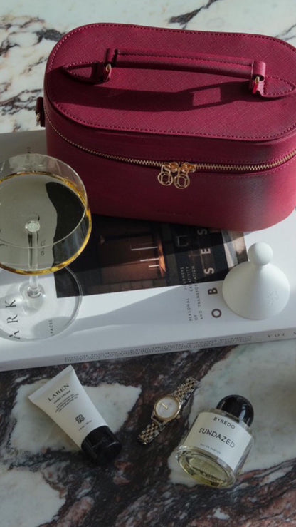 Red Leather Bag Laren with golden chain