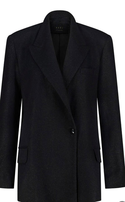 Black thin Nadi wool blazer with shiny notes