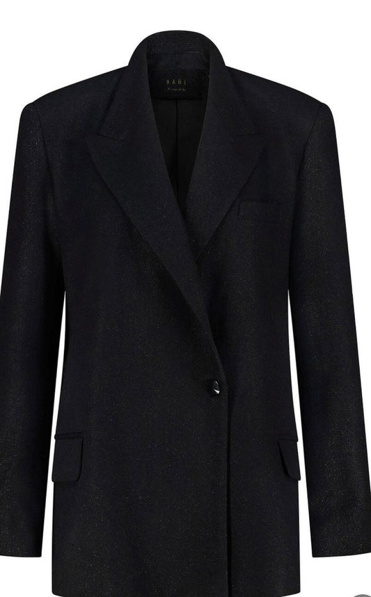 Black thin Nadi wool blazer with shiny notes