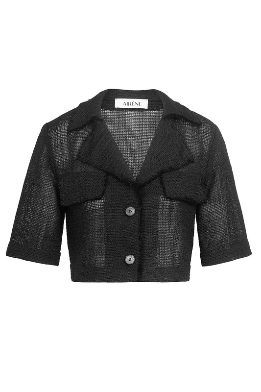 "Filet" silk & wool mesh crop jacket by Airène