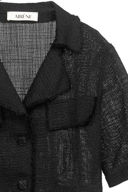 "Filet" silk & wool mesh crop jacket by Airène
