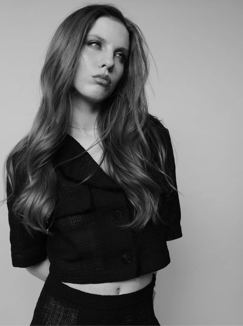 "Filet" silk & wool mesh crop jacket by Airène