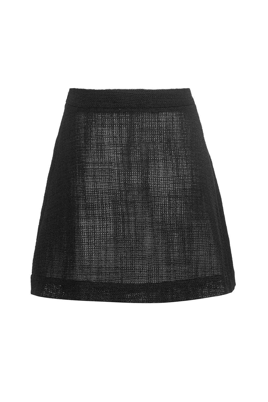 "Filet" silk & wool mesh skirt with pleat by Airène