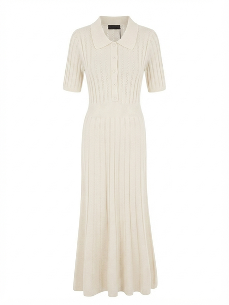 KNIT MIDI DRESS IN ECRU