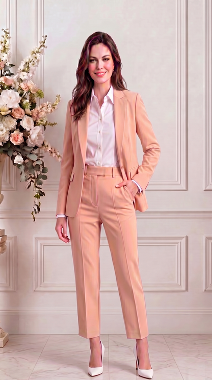 Peach Tailored Fitted Suit