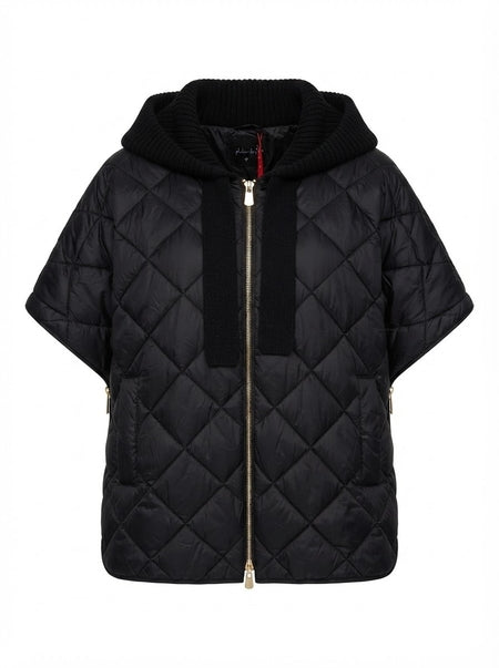 QUILTED HOODED VEST IN BLACK