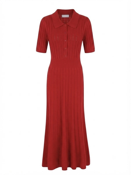 KNIT MIDI DRESS IN RED