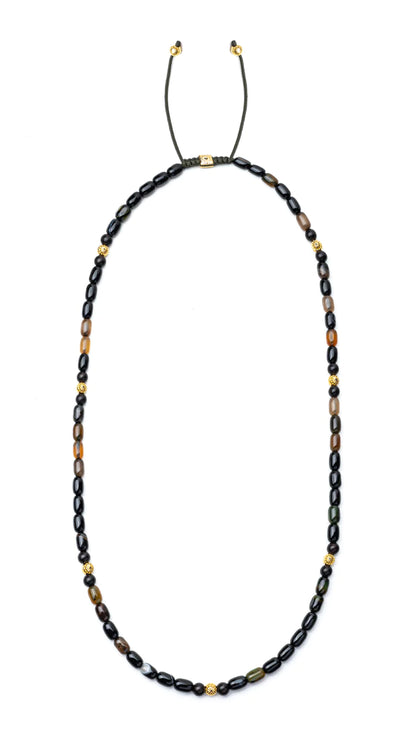 Огърлица BLACK AGATE AND EBONY WOOD IN GOLD