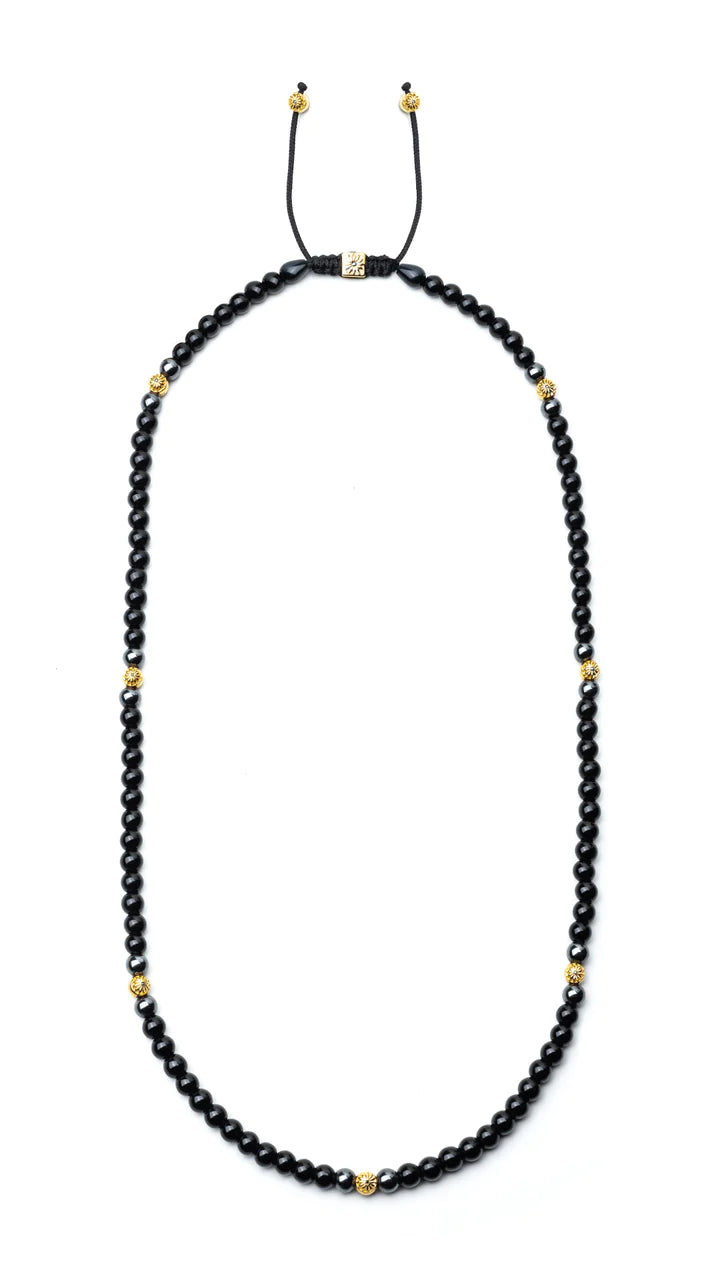 Огърлица ONYX AND HEMATITE IN GOLD