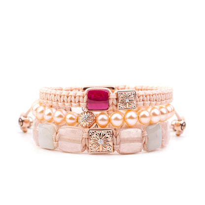 PINK PEARL BEADED BRACELET IN ROSE GOLD "SAKURA SPHERA"