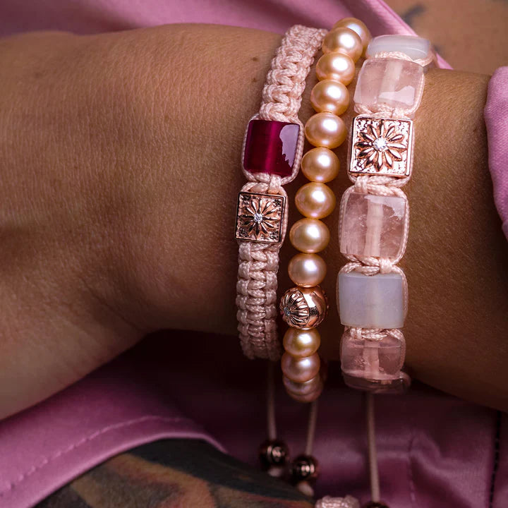 PINK PEARL BEADED BRACELET IN ROSE GOLD "SAKURA SPHERA"