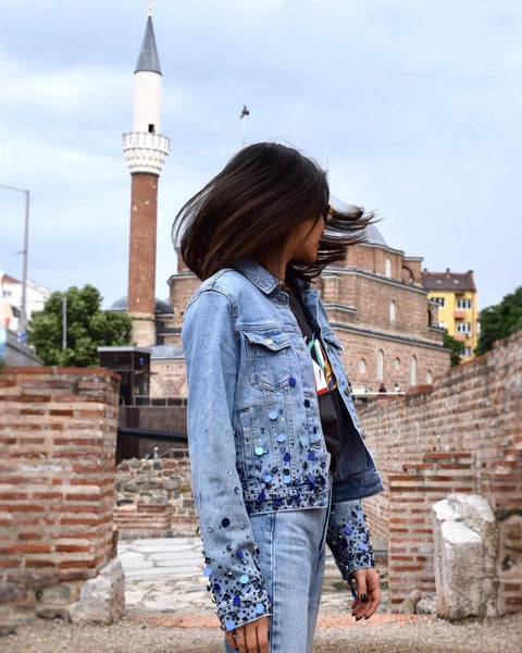 Denim Top with Blue Elements